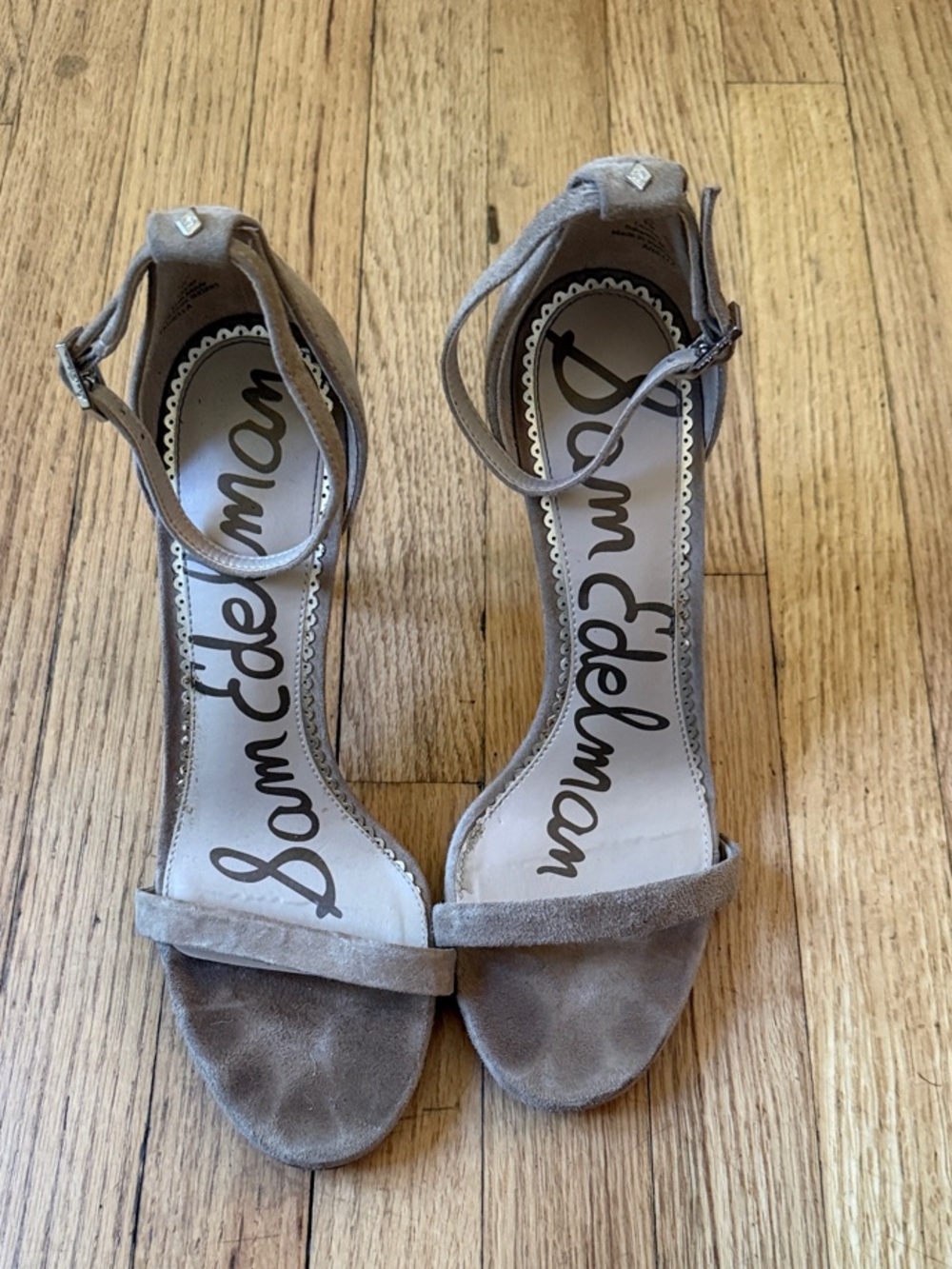 Sam Edelman Nude Suede Ankle-Strap Heels